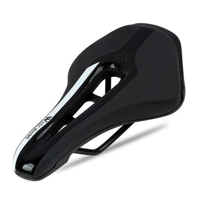 Stevvex leather bike saddle for road bikes, black leather with white stripe, padded comfort on Tampa Home & Garden Store