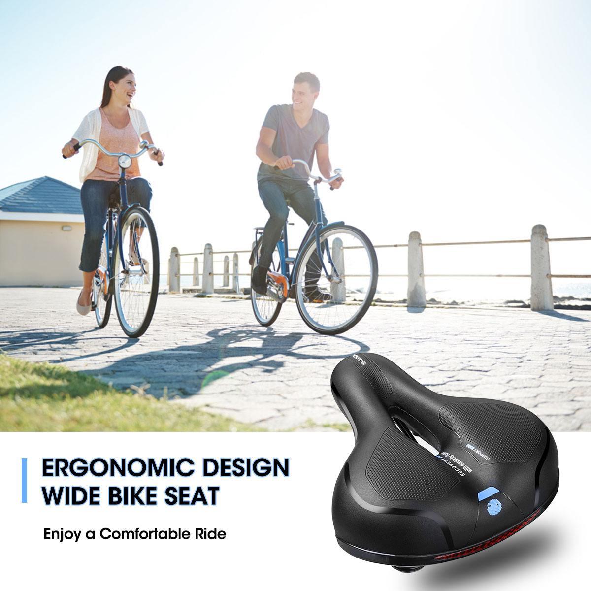 Stevvex bike saddle black ergonomic wide seat with dual shock absorption memory foam on Tampa Home & Garden Store