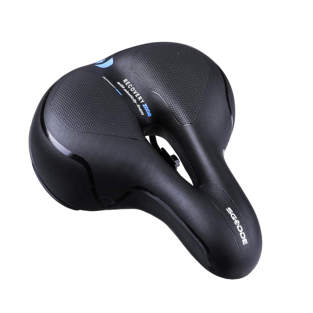 SCOODE unisex bicycle saddle with memory foam, dual shock absorption, black waterproof wide seat on Tampa Home & Garden Store