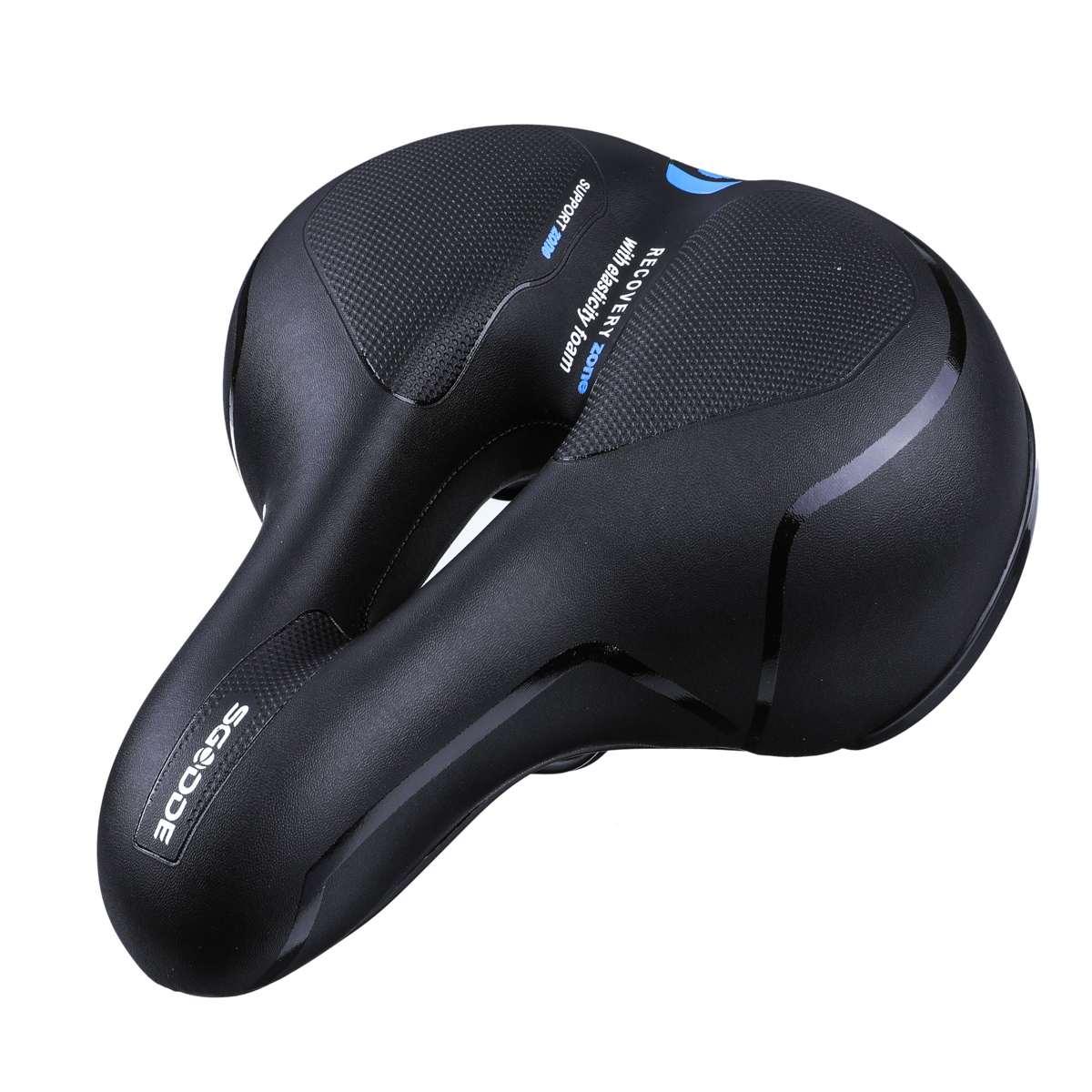 Stevvex black unisex bicycle saddle with dual shock absorbing memory foam on Tampa Home & Garden Store