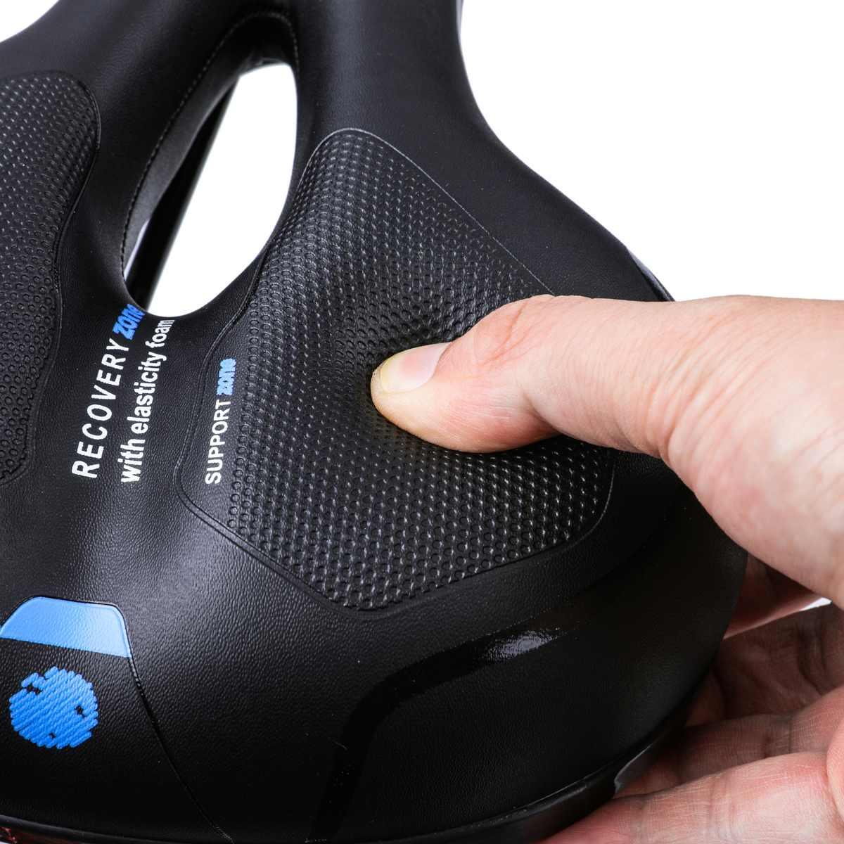 Stevvex bicycle saddle black, memory foam dual shock-absorbing, breathable textured grip on Tampa Home & Garden Store