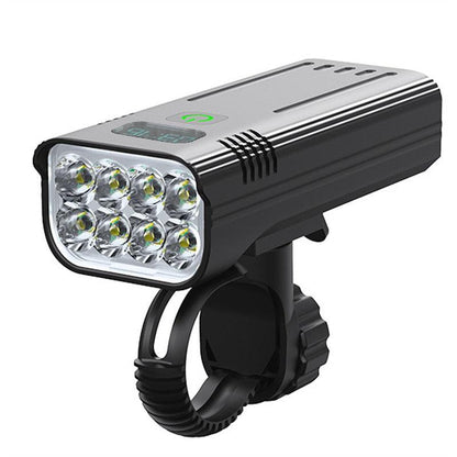 Bicycle front light Stevvex with 8 LEDs IP65 waterproof USB rechargeable mounted on clamp on Tampa Home & Garden Store