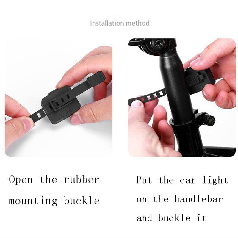 Front bike light mounting strap in black rubber for handlebar installation Stevvex on Tampa Home & Garden Store