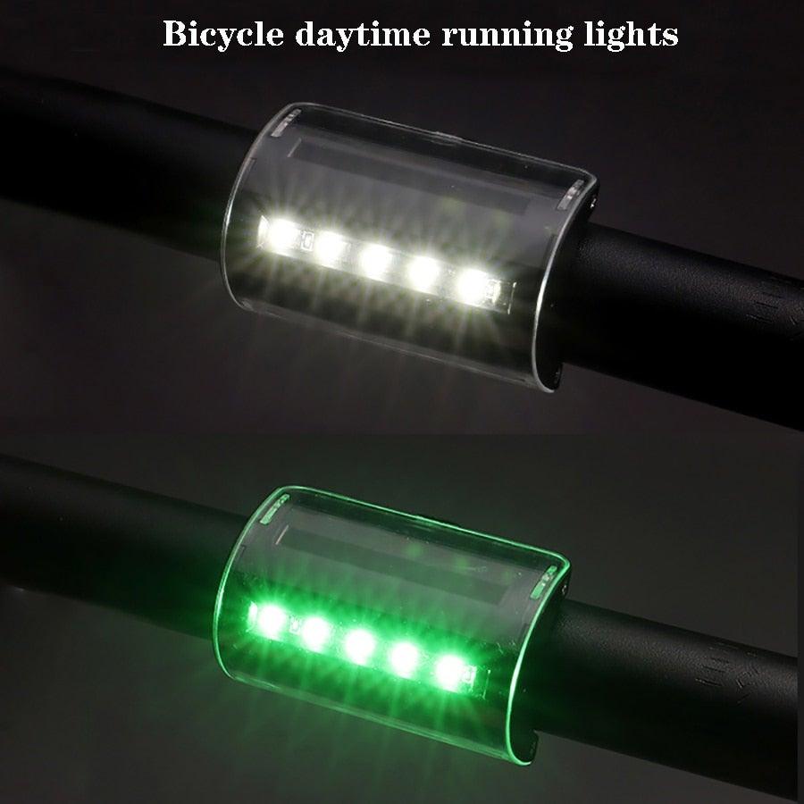 Stevvex Smart Wireless Taillight for bicycles with translucent housing and white/green LEDs on Tampa Home & Garden Store