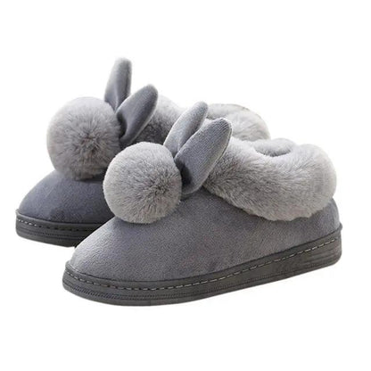 Winter Cotton Slippers With Rabbit Ear Design