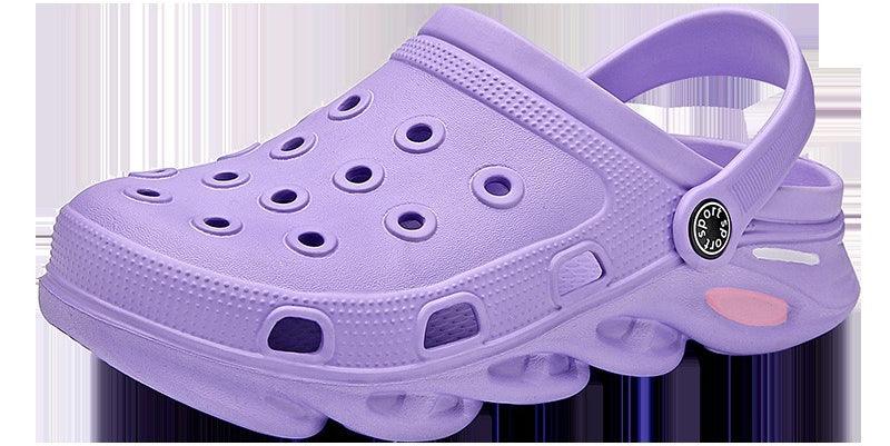 Stevvex purple outdoor sandals with ventilation holes, unisex lightweight beach slides, platform sole on Tampa Home & Garden Store