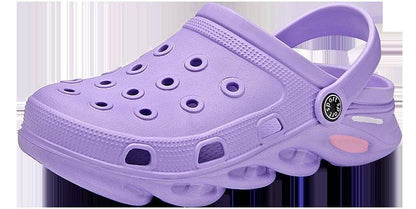 Stevvex purple outdoor sandals with ventilation holes, unisex lightweight beach slides, platform sole on Tampa Home & Garden Store