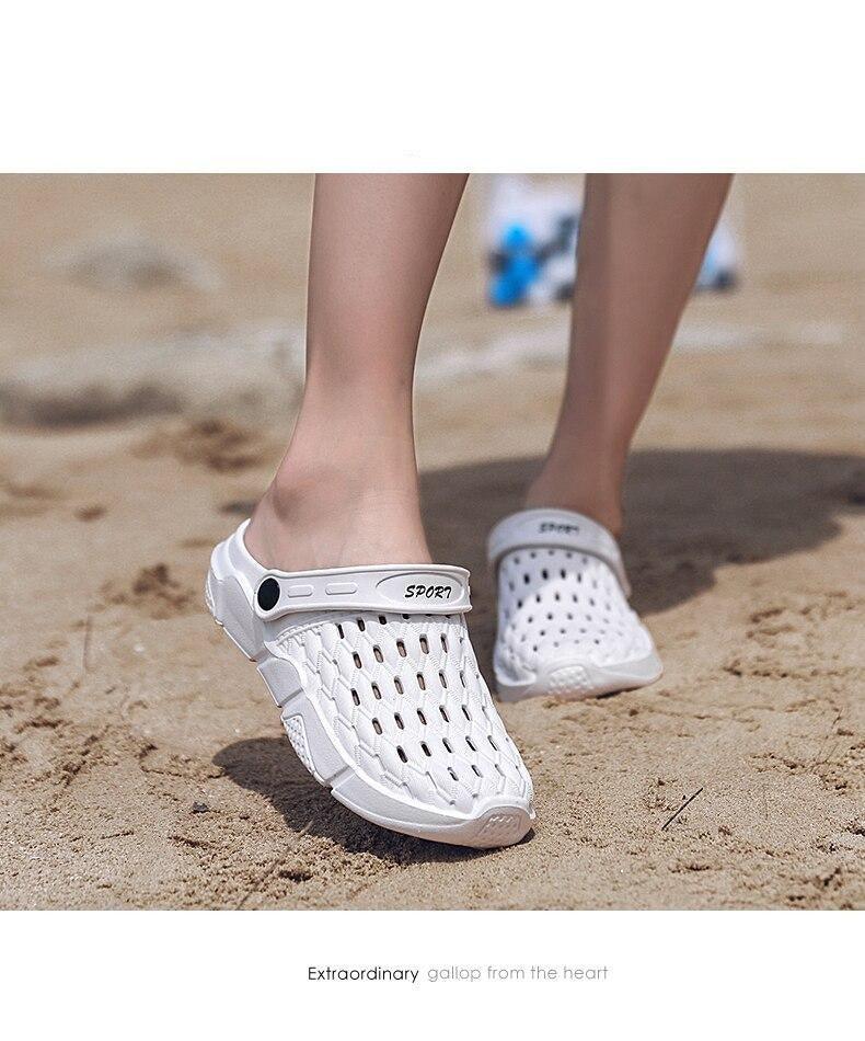 Stevvex white hollow-out sandals with perforated mesh and anti-skid sole for men and women on Tampa Home & Garden Store