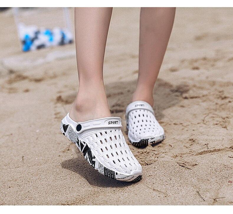 Sandals Stevvex white hollow-out perforated pair, slip-on with anti-skid sole on Tampa Home & Garden Store