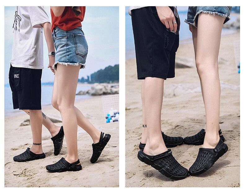 Sandals black hollow-out Stevvex slip-on beach clogs for men and women with anti-skid sole on Tampa Home & Garden Store