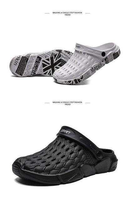 Stevvex sandals white and black hollow-out slip-on beach footwear with anti-skid sole on Tampa Home & Garden Store