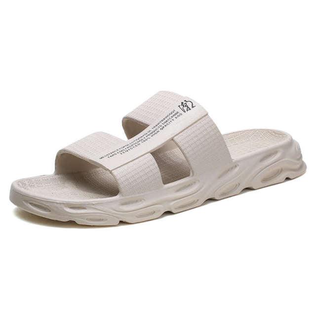 Stevvex men's memory foam slide sandals white with two elastic straps and cushioned sole on Tampa Home & Garden Store