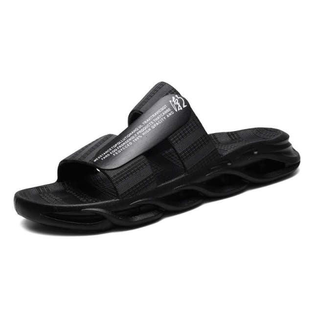 Stevvex men's memory foam slide slippers, black casual pool sandals with cushioned sole on Tampa Home & Garden Store