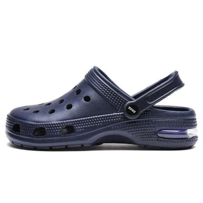 Garden clogs Stevvex navy blue with perforated upper, slingback strap and cushioned sole on Tampa Home & Garden Store