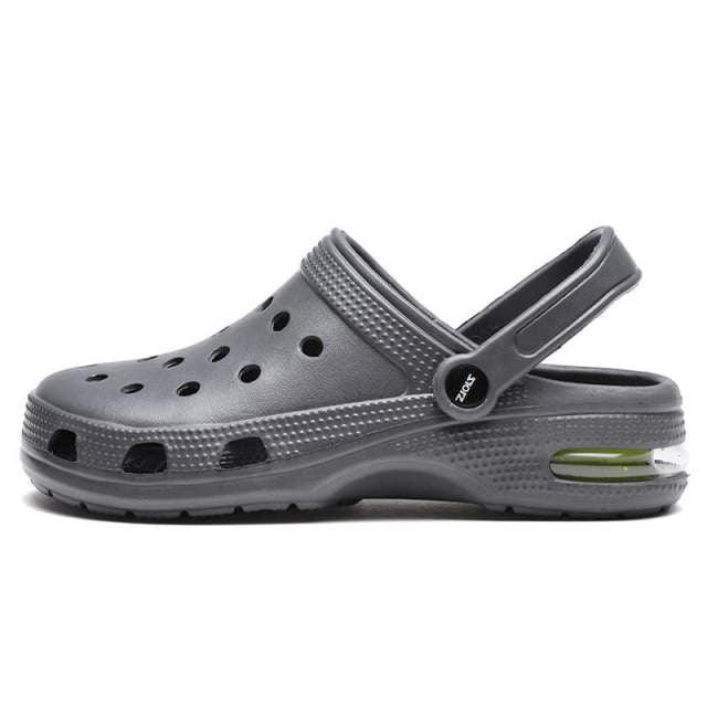 Stevvex unisex gray perforated garden clogs with slingback and cushioned sole on Tampa Home & Garden Store