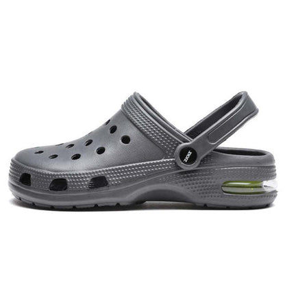 Stevvex unisex gray perforated garden clogs with slingback and cushioned sole on Tampa Home & Garden Store