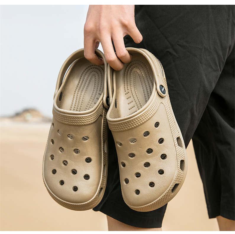 Stevvex beige unisex garden clogs pair with ventilation holes slip-on summer beach shoes on Tampa Home & Garden Store
