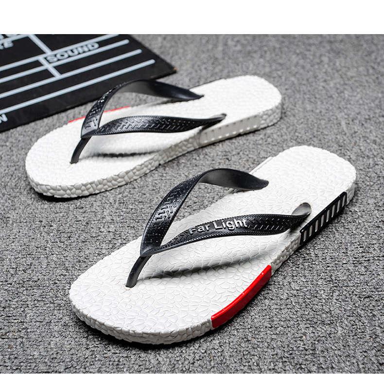 Stevvex men's flip flop sandals pair black straps white footbed non-slip slippers on Tampa Home & Garden Store
