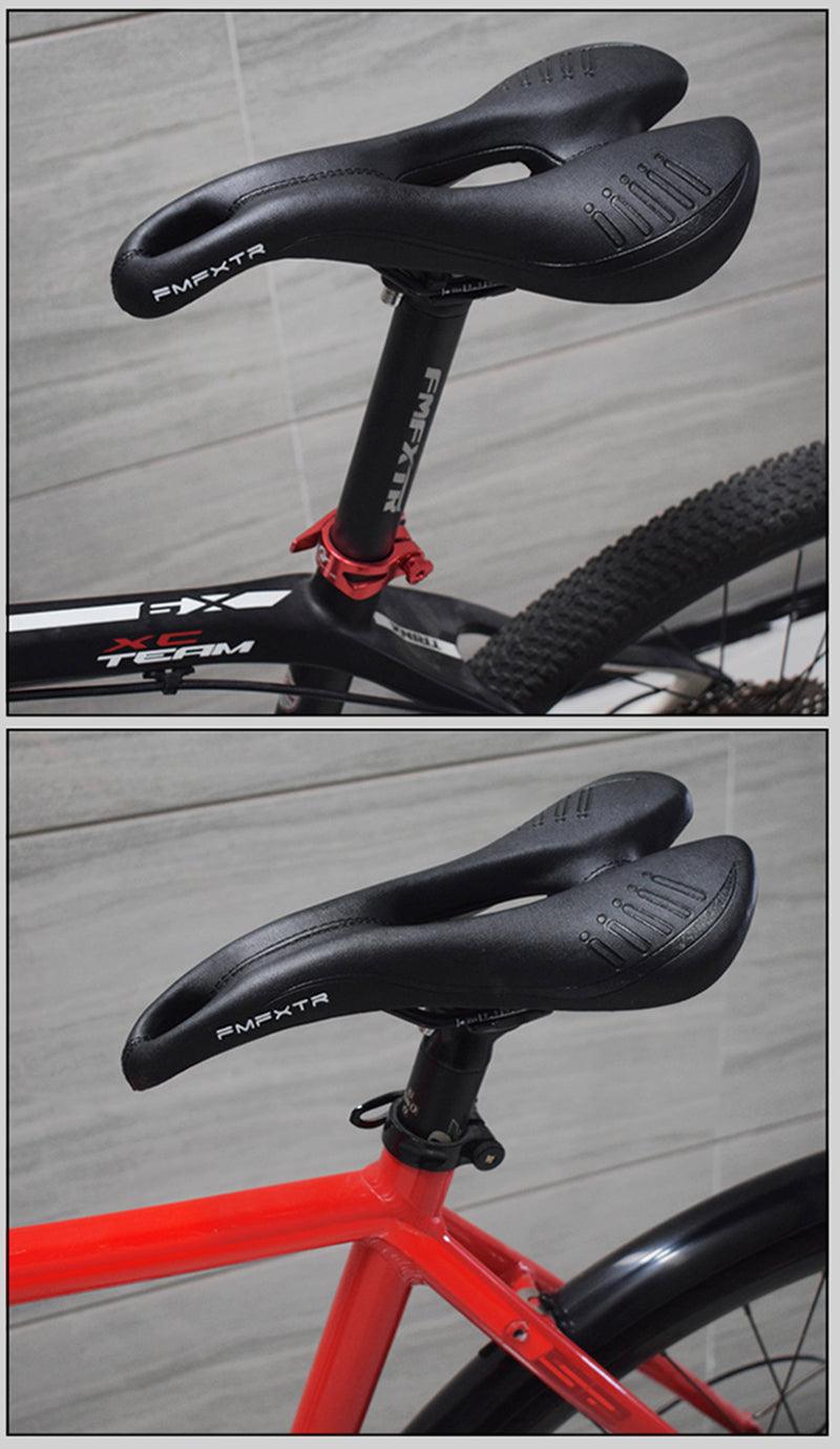 Bike Saddle Stevvex breathable PU leather padded saddle with shock-absorbing cushion on red MTB on Tampa Home & Garden Store