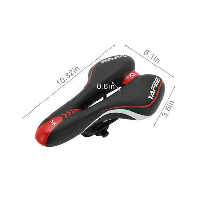 Stevvex Sport Bicycle Saddle hollow shock absorber, wide black with red trim waterproof on Tampa Home & Garden Store