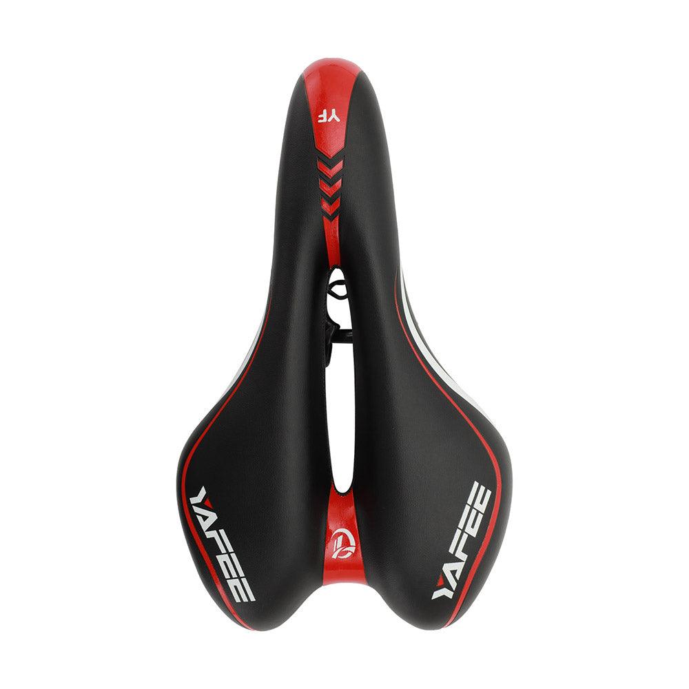 Stevvex black and red hollow split bicycle saddle with center cutout waterproof padded road seat on Tampa Home & Garden Store