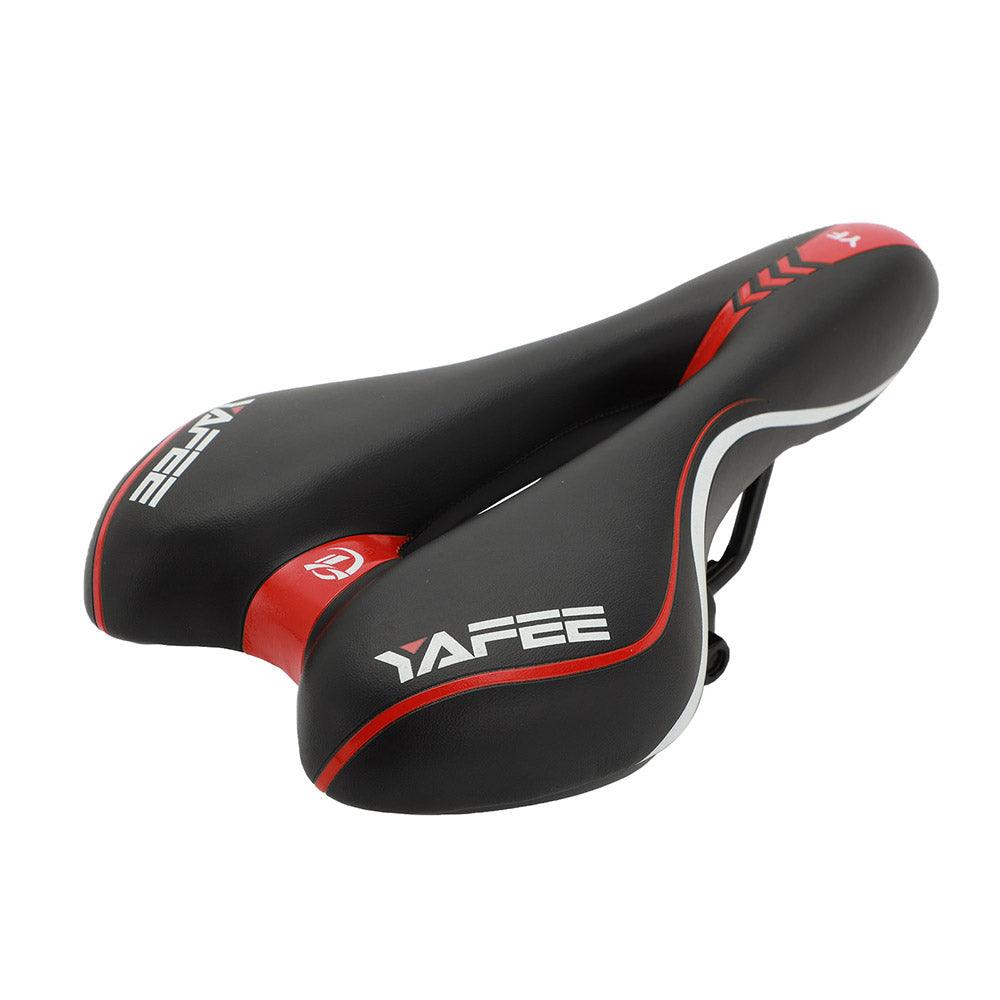Stevvex sport bicycle saddle black with red trim wide soft padded hollow cushion on Tampa Home & Garden Store