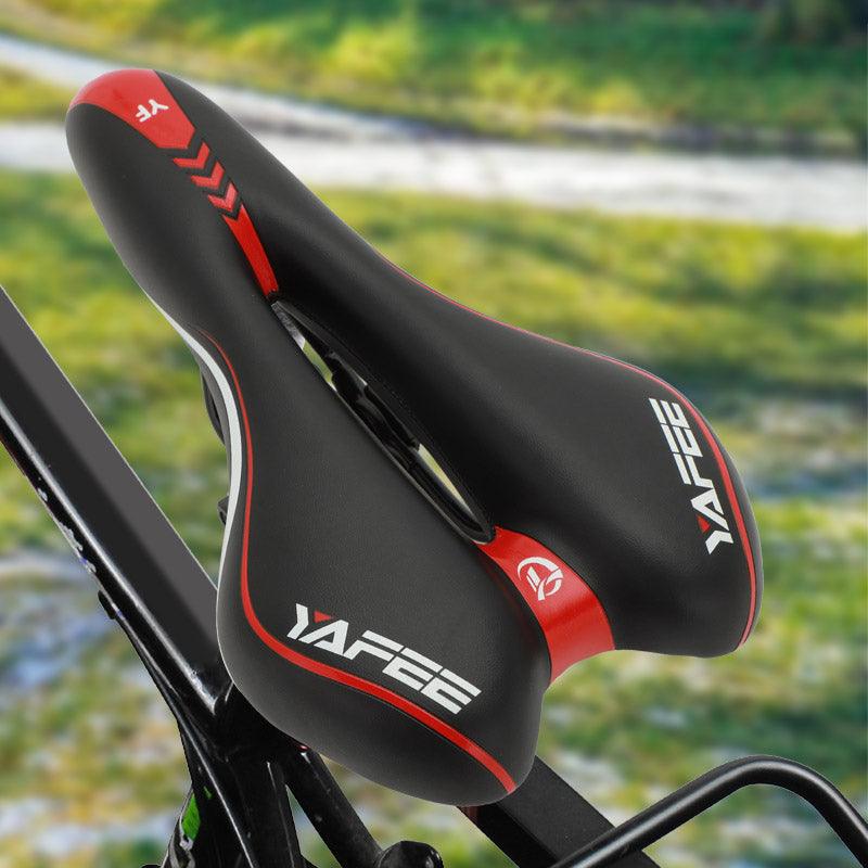 Sport bicycle saddle Stevvex, black with red trim, hollow shock-absorbing padding on Tampa Home & Garden Store
