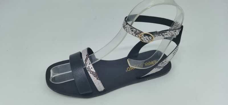 Stevvex sandals leopard print open-toe strappy ankle-buckle with clear strap on black sole on Tampa Home & Garden Store