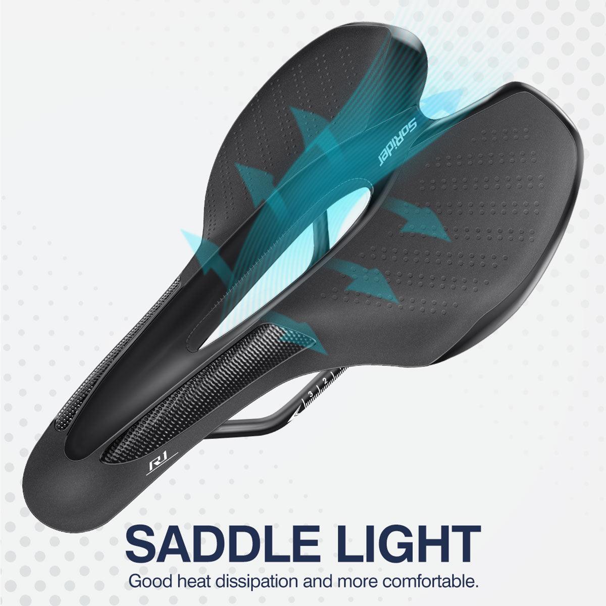 Stevvex bicycle saddle with taillight and USB, black ergonomic design on Tampa Home & Garden Store