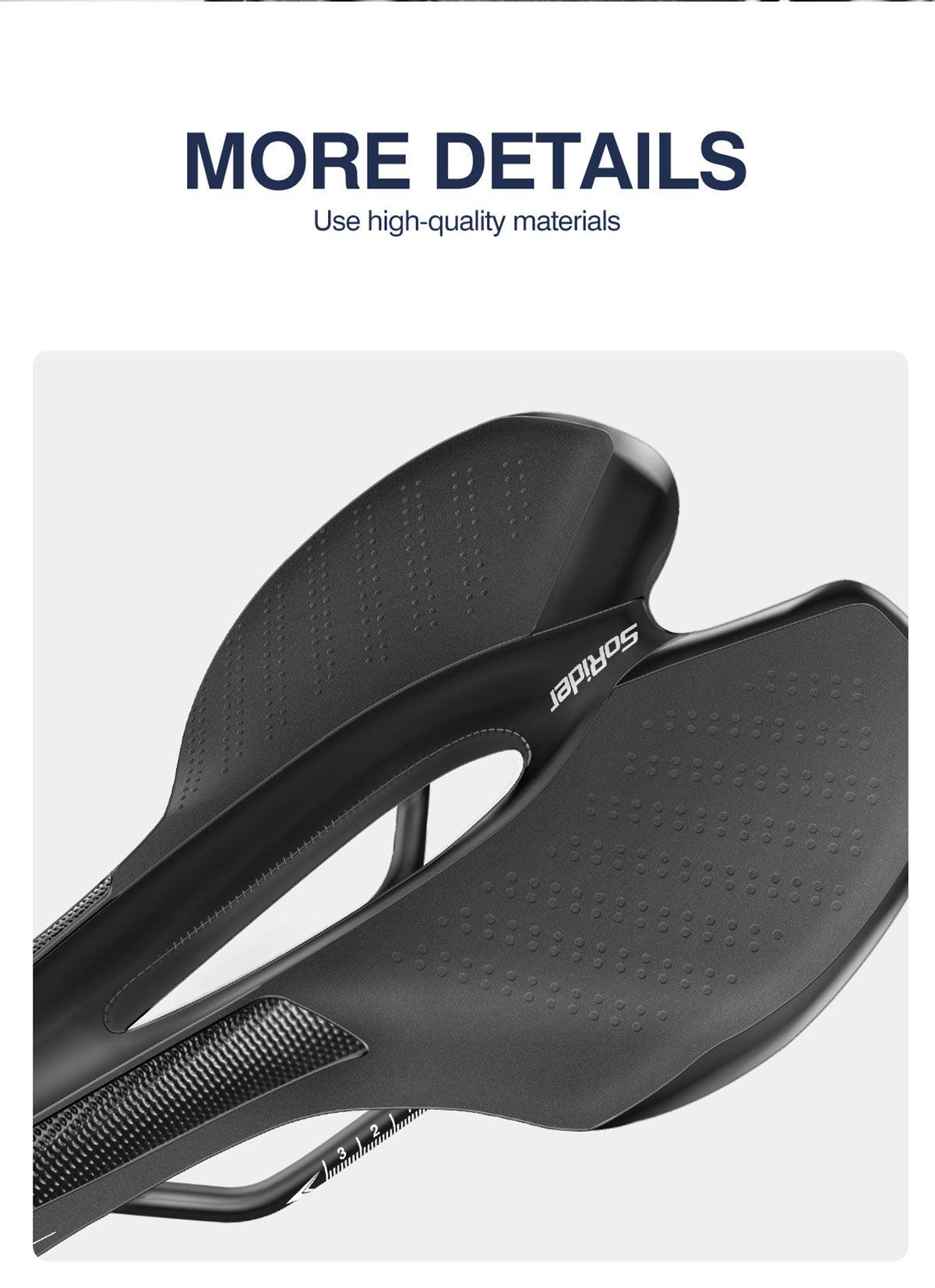 Bicycle saddle Stevvex black with dotted textured surface on Tampa Home & Garden Store