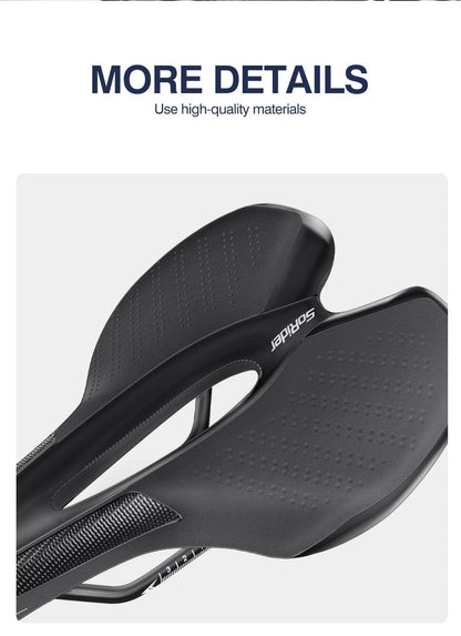 Bicycle saddle Stevvex black with dotted textured surface on Tampa Home & Garden Store