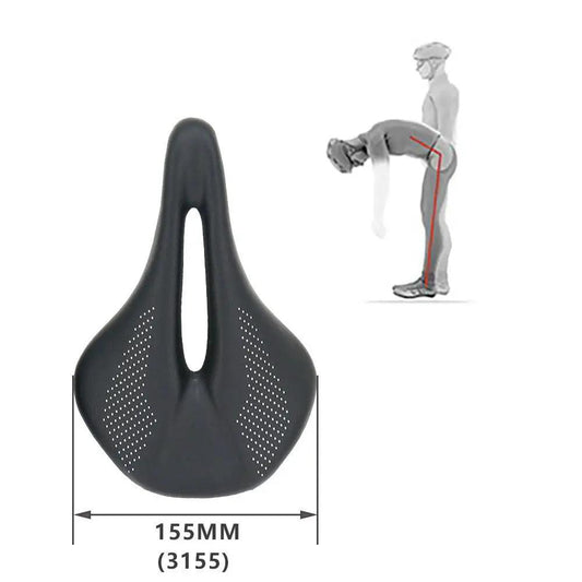 Stevvex road bike saddle with center cutout, black carbon seat, perforated sides 155mm wide on Tampa Home & Garden Store