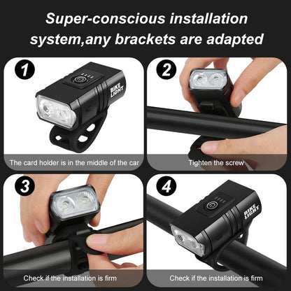 LED bike lights Stevvex 2-pack ST90SP7899XTY front & rear USB rechargeable black on Tampa Home & Garden Store