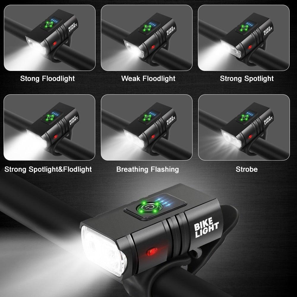 Stevvex 2-pack LED bike light set front and rear, USB rechargeable, waterproof, durable on Tampa Home & Garden Store