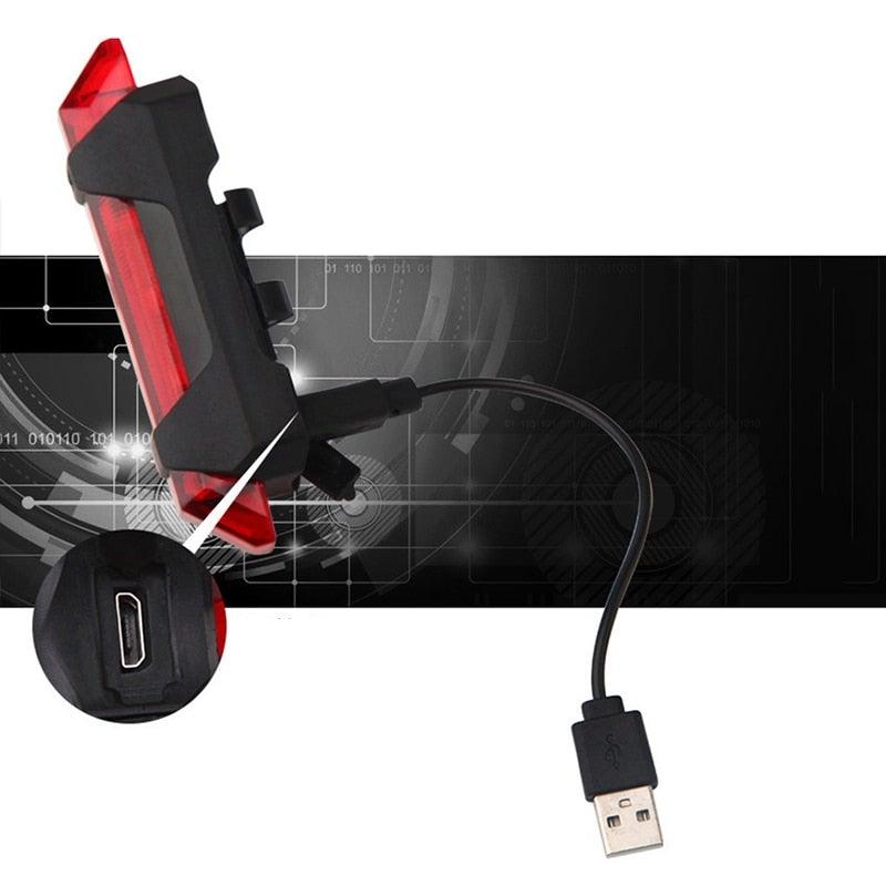 Stevvex 2pc LED bike light set front headlight rear taillight USB rechargeable waterproof on Tampa Home & Garden Store