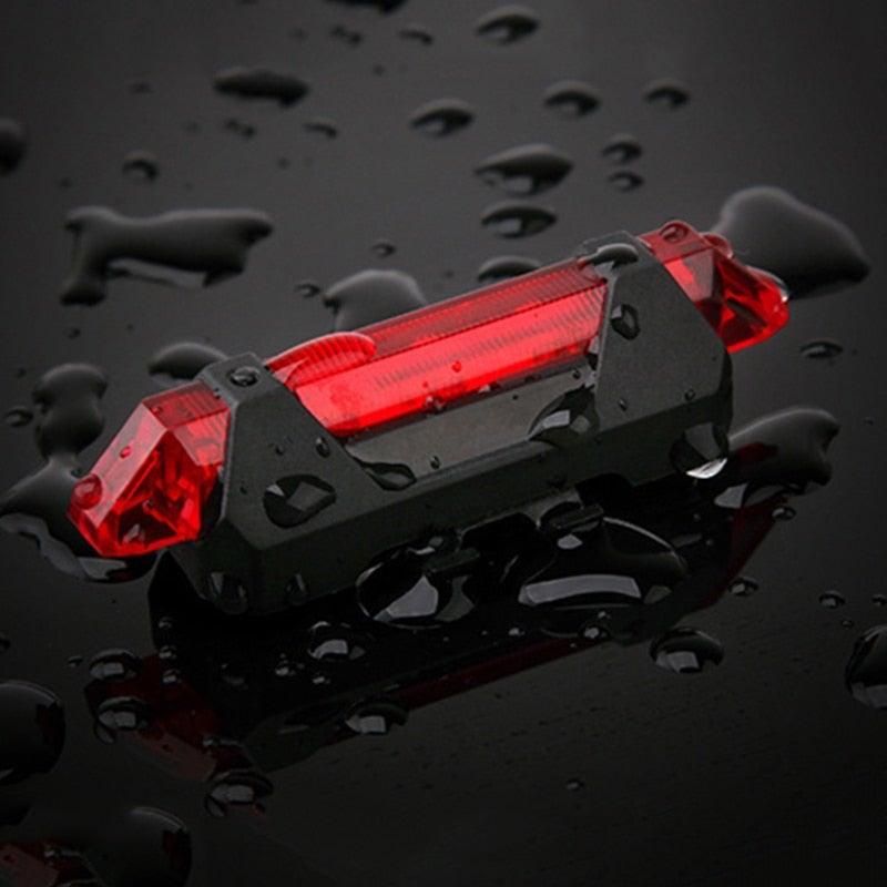 Stevvex 2-pack LED bike lights, front and rear, USB rechargeable, black housing with red lenses on Tampa Home & Garden Store