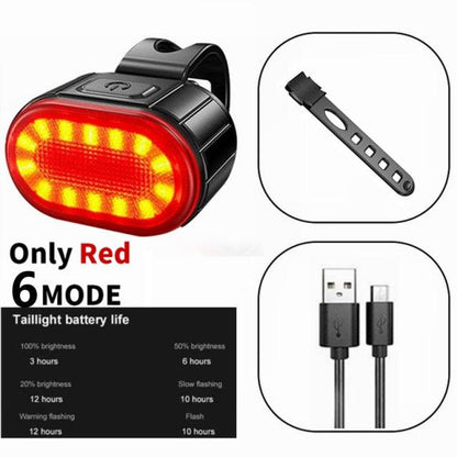 Stevvex 2pc LED bike light set with rear taillight, USB cable, mounting strap on Tampa Home & Garden Store
