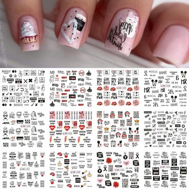 Nail art sticker sheet ST695BGF by Stevvex with avocado and fruit transfers, unicorns and icons on Tampa Home & Garden Store