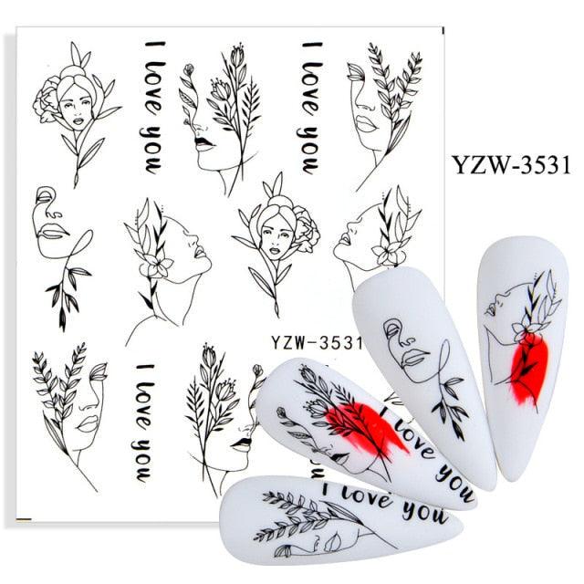 Avocado transfer nail stickers sheet with faces and leaves I love you for winter water decals on Tampa Home & Garden Store