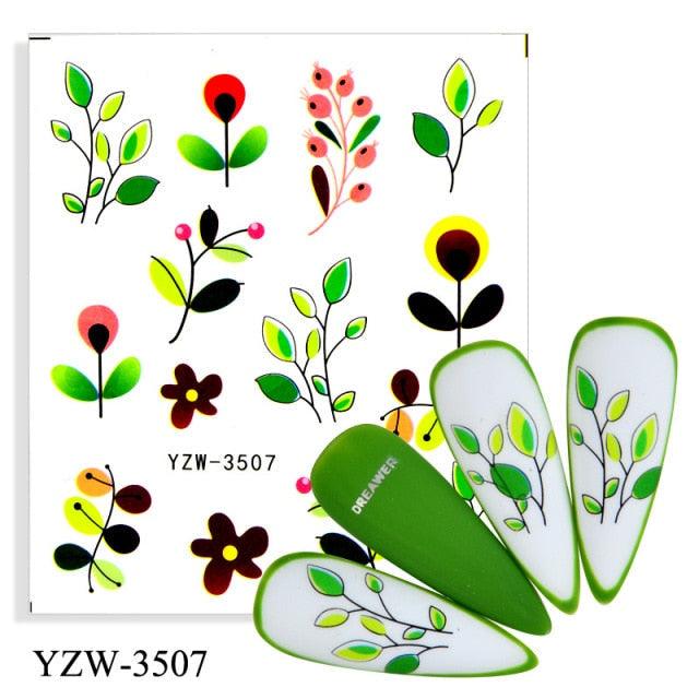 Stevvex Avocado fruit transfer nail stickers sheet with green decals, 4 nail tips shown on Tampa Home & Garden Store