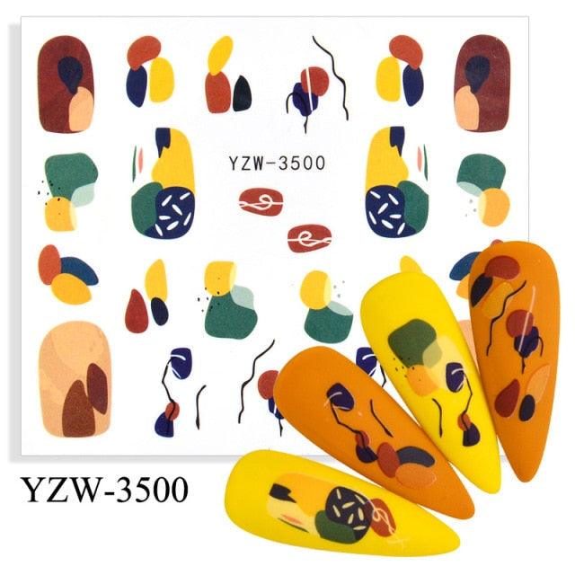 Stevvex Avocado Nail Stickers with yellow orange fruit designs, 4 demo nails on Tampa Home & Garden Store