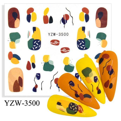 Stevvex Avocado Nail Stickers with yellow orange fruit designs, 4 demo nails on Tampa Home & Garden Store