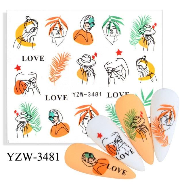 Avocado Fruit Transfer Nail Stickers set with orange, green fruit art decals Stevvex ST695BGF on Tampa Home & Garden Store