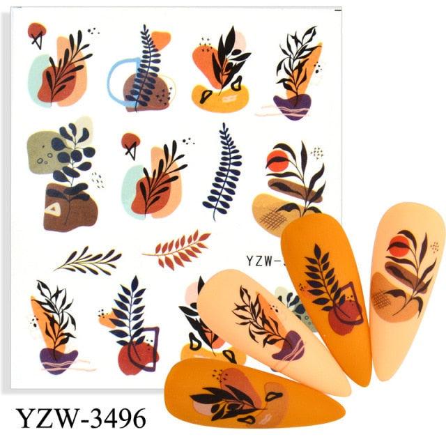 Avocado Fruit Nail Sticker Set by Stevvex with orange peach leaf-themed decals on Tampa Home & Garden Store