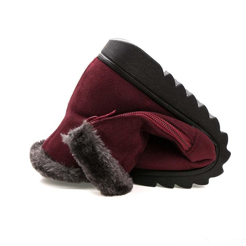 Red Women Waterproof Ankle Boots Fleece Winter