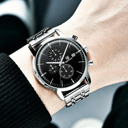 Stevvex ST661BINUS11 men's stainless steel chronograph watch black dial with date on Tampa Home & Garden Store