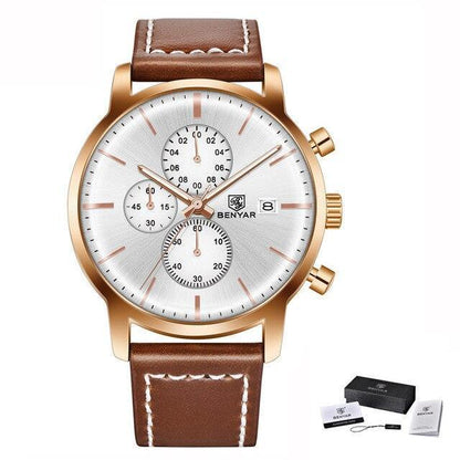 Stevvex ST661BINUS11 men's steel quartz chronograph watch with leather strap and silver dial on Tampa Home & Garden Store