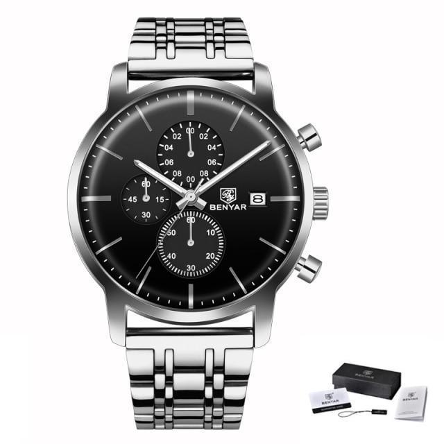 Stevvex ST661BINUS11 stainless steel mens quartz chronograph watch with black dial and date on Tampa Home & Garden Store