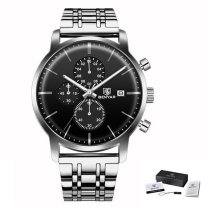 Stevvex ST661BINUS11 stainless steel mens quartz chronograph watch with black dial and date on Tampa Home & Garden Store
