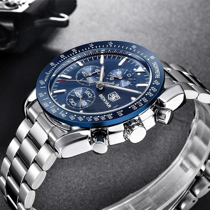 Men's blue dial stainless steel chronograph watch by Stevvex on Tampa Home & Garden Store